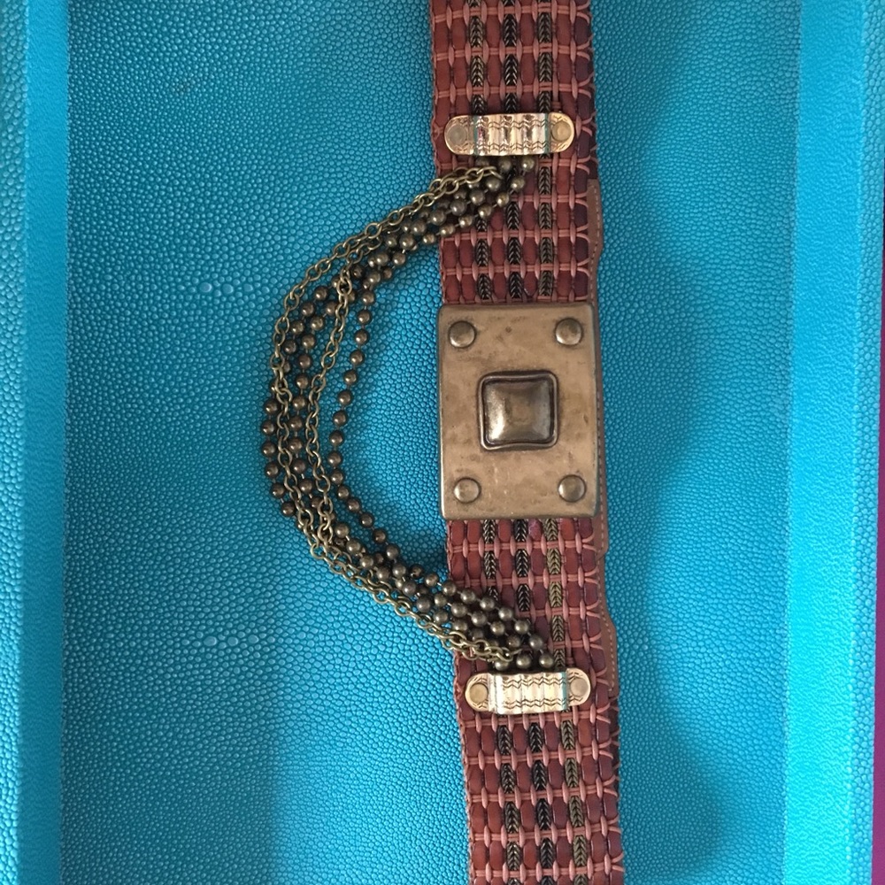 Vintage genuine leather and metal belt